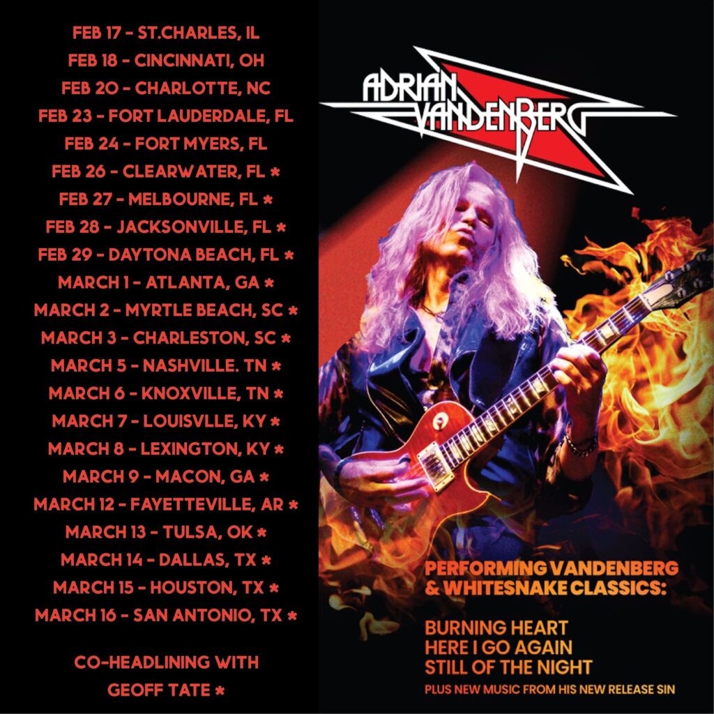 Vandenberg US Tour Dates March/April 2024